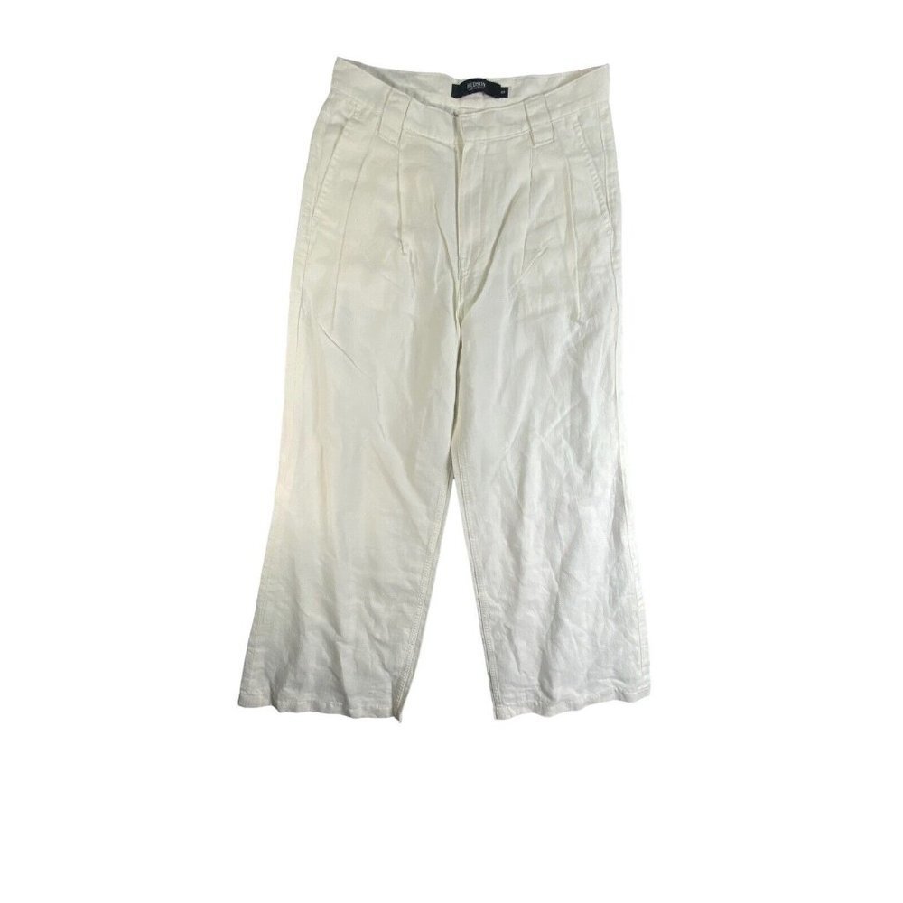 Hudson Womens Capri‎ Wide Leg Linen Blend Pleated Pants Pockets Size 25